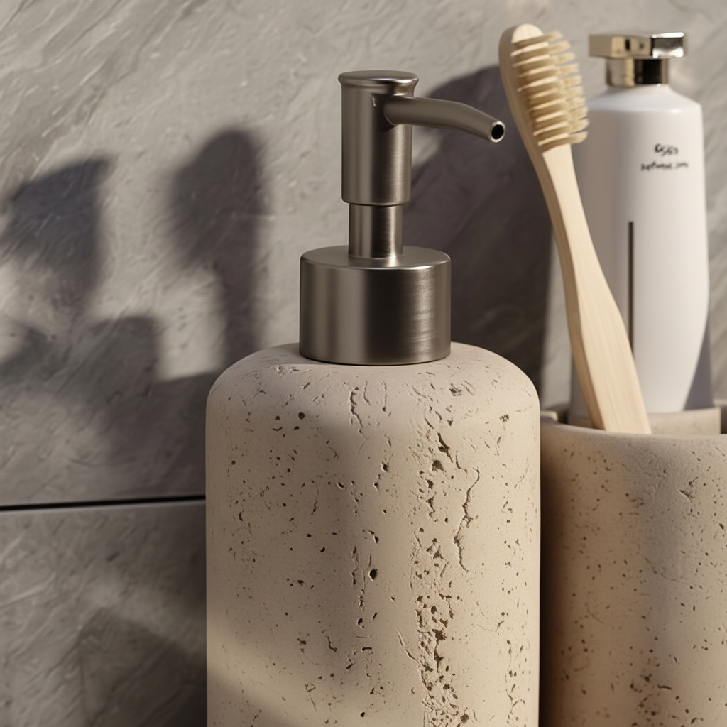 Resin Soap Dispenser | Elegant Marble Design with Stainless Steel Pump | Versatile for Bathroom and Kitchen Use 2