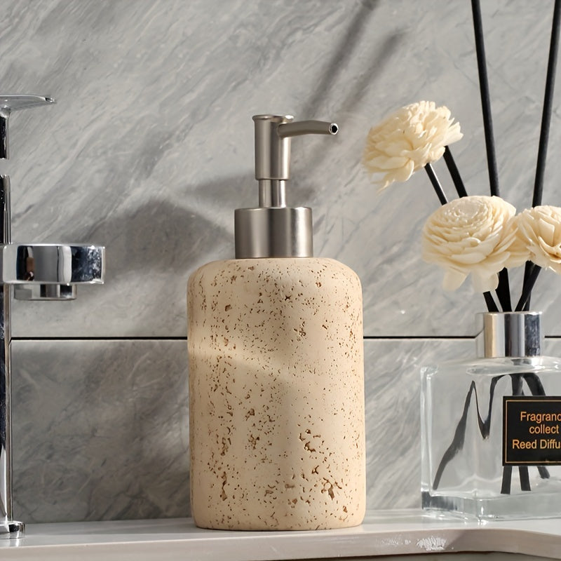 Resin Soap Dispenser | Elegant Marble Design with Stainless Steel Pump | Versatile for Bathroom and Kitchen Use 3