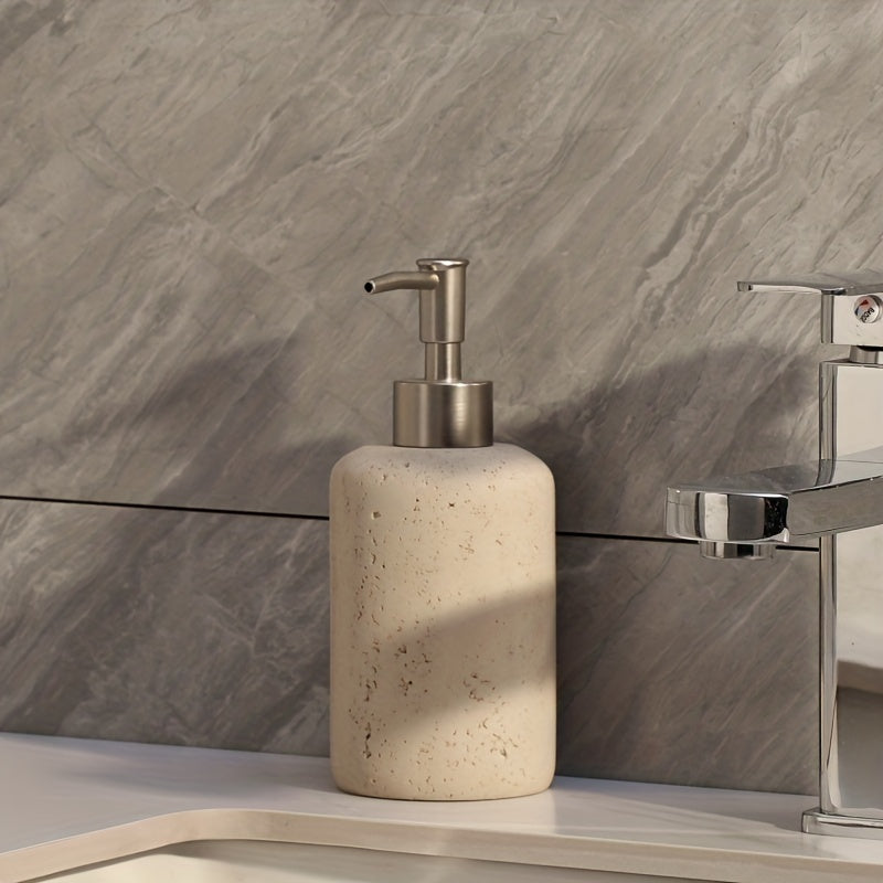 Resin Soap Dispenser | Elegant Marble Design with Stainless Steel Pump | Versatile for Bathroom and Kitchen Use 4