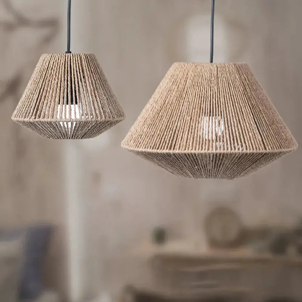 Rattan Geometric Pendant Lamp - Woven Rattan Hanging Light