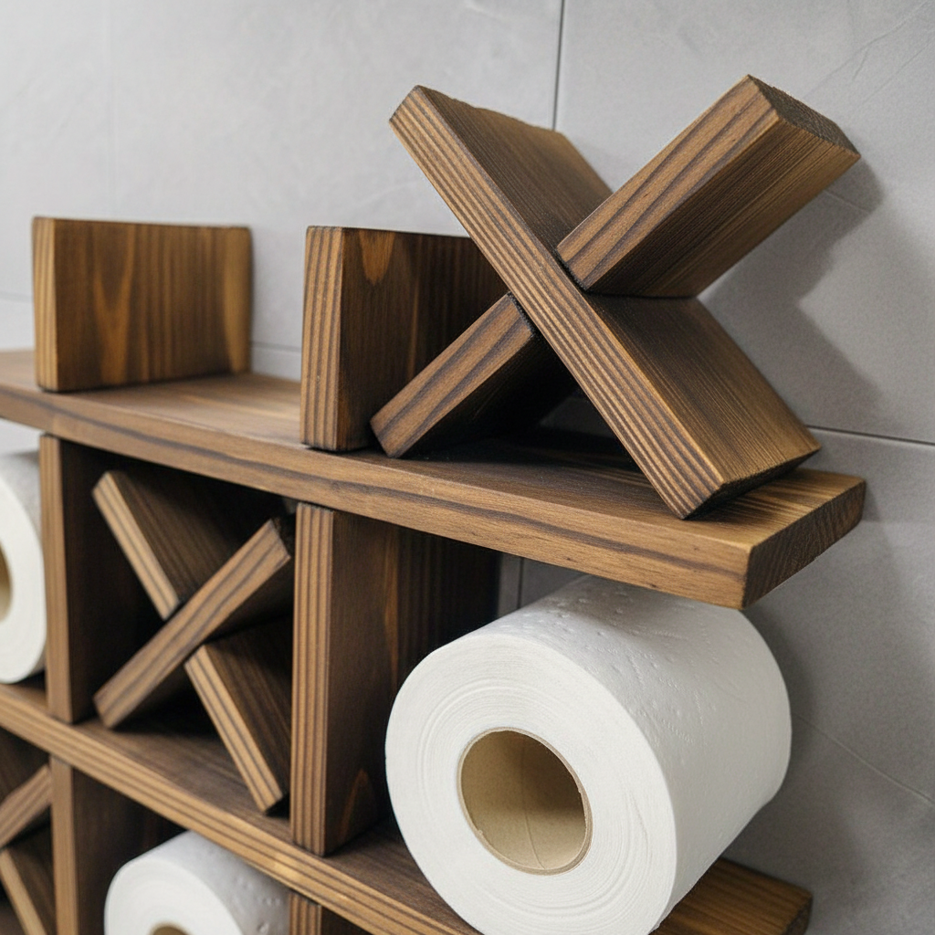 Rustic Wooden Wall Shelf with Compartment System | Stylish Bathroom Storage 2