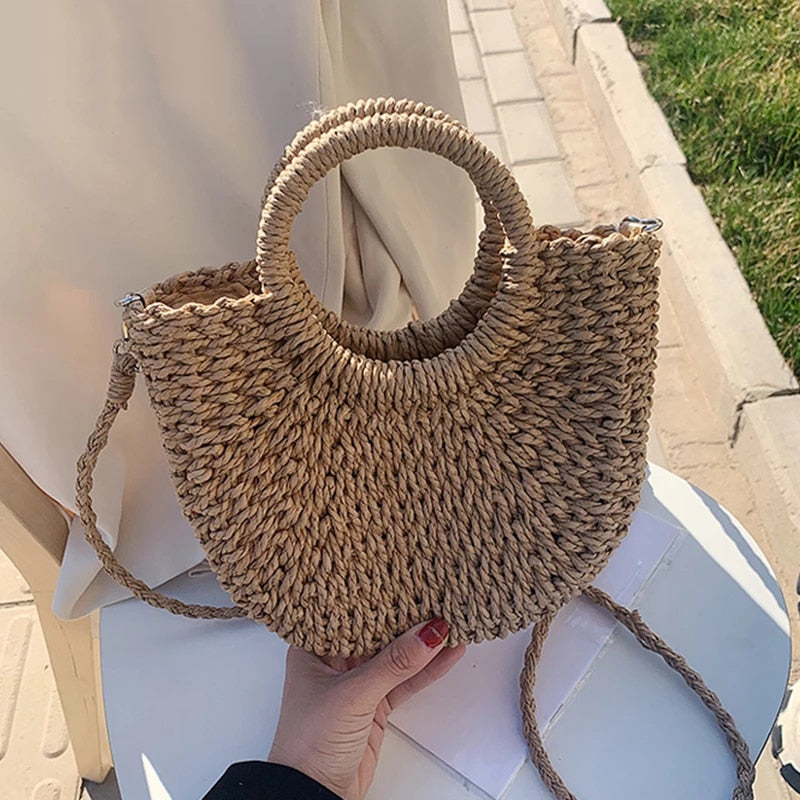 RomyBag - Woven Rattan Shoulder Bag
