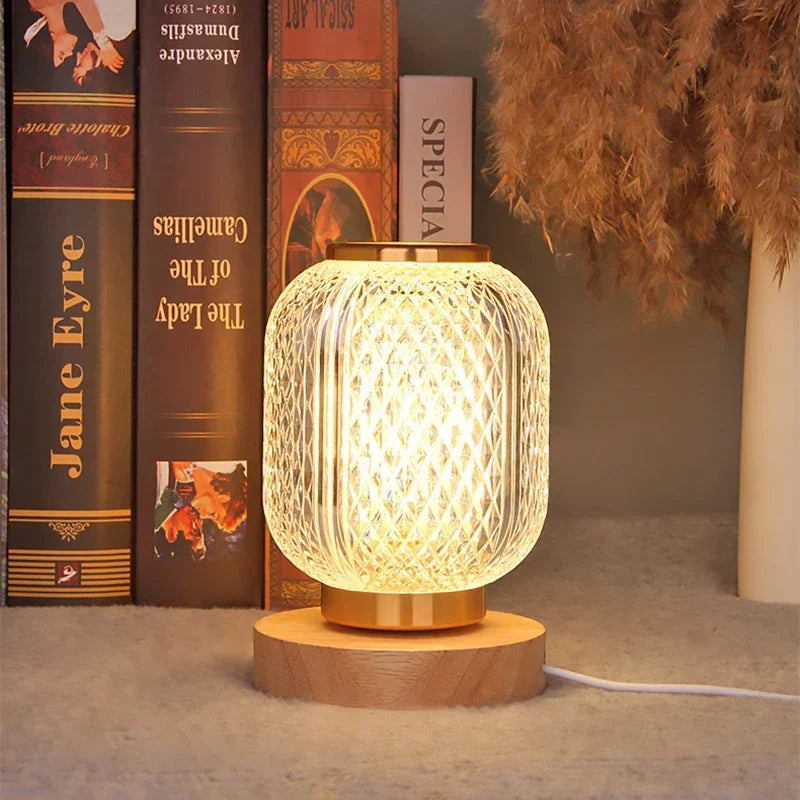 Crystal Table Lamp - Dimmable Gold Touch Accent Light