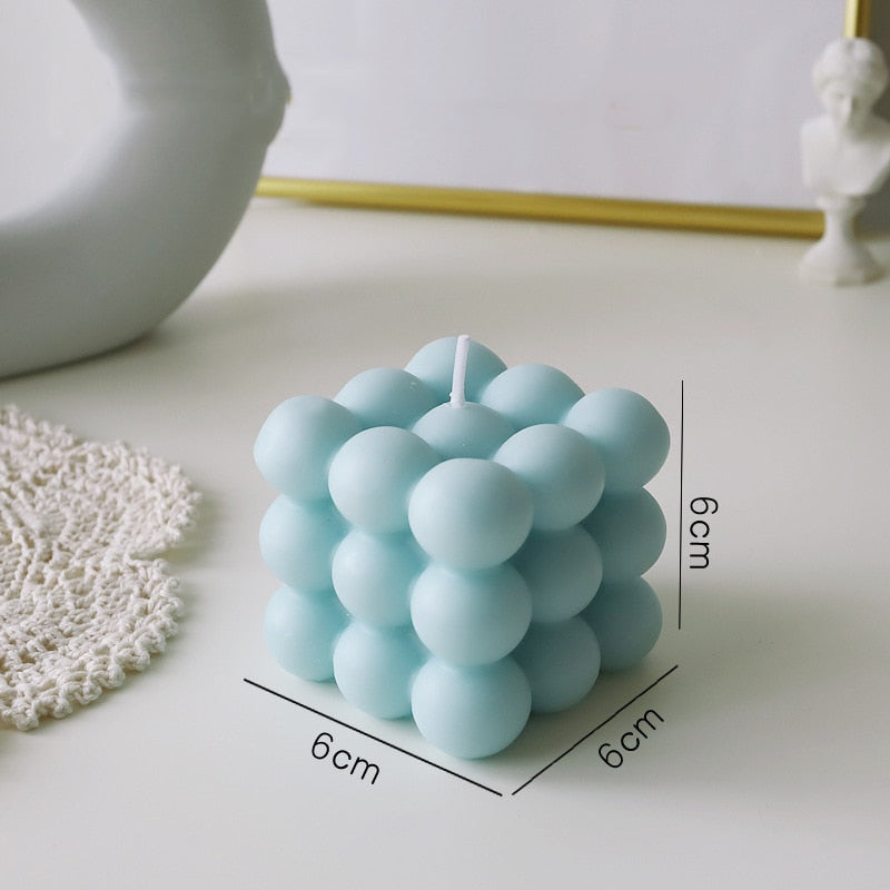 BubbleGlow Candle - Modern Soy Wax Cube Candle for Cozy Home Decor