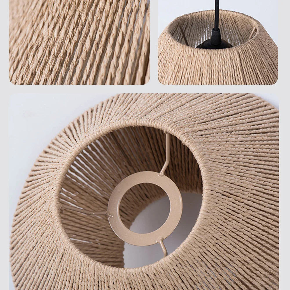 Rattan Pendant Lamp - Woven Geometric Ceiling Light