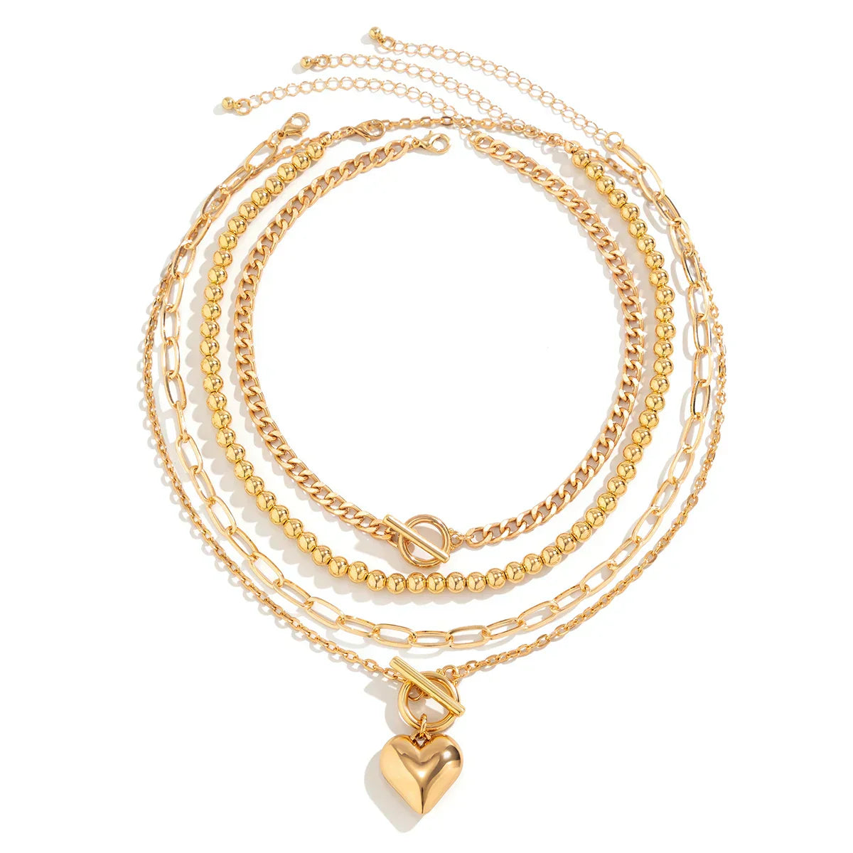 HeartGleam Necklace Set – Gold Heart Pendants