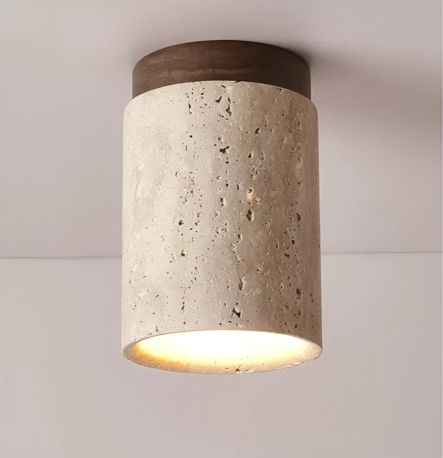 ZenElegance Travertine Ceiling Lamp - Travertine Ceiling