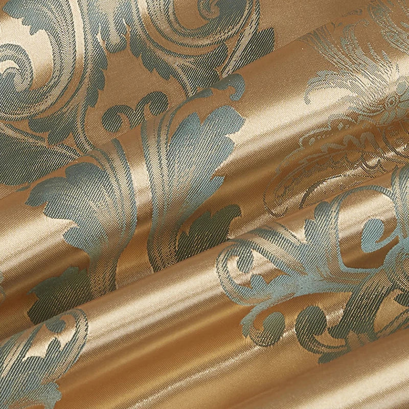 Satin Jacquard Duvet Cover - Gold & Blue Luxe