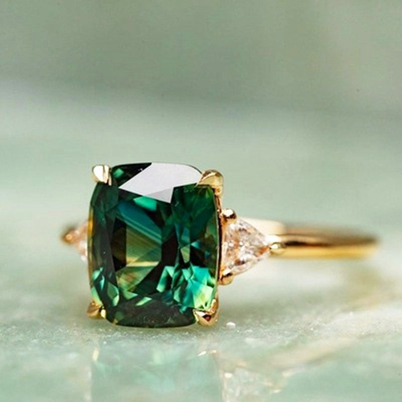 Elise - Green Emerald Statement Ring for Women