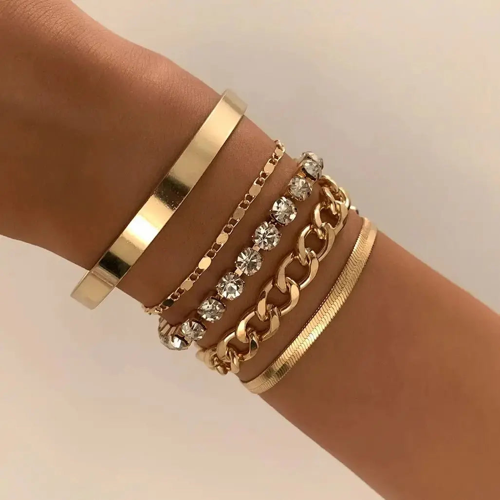 SnakeEdge Metal Bracelet Set – 5 Pieces