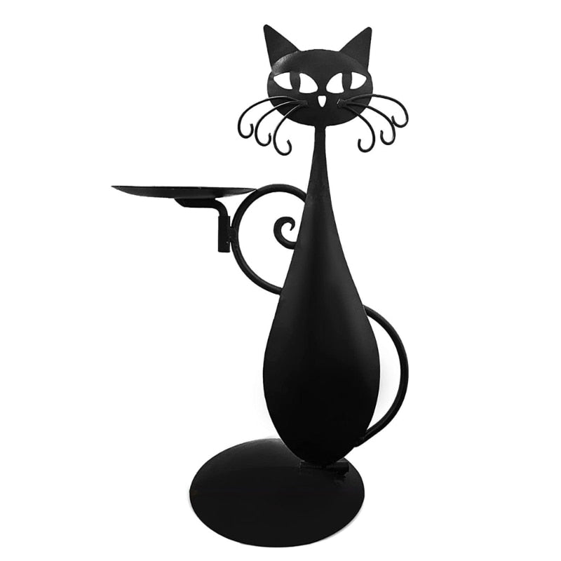 Midnight Panther - Mystic Black Cat Candle Holder