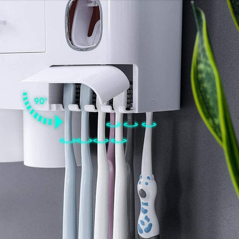 SmartCare Essentials - Wall-Mounted Bathroom Organizer with Toothpaste Dispenser