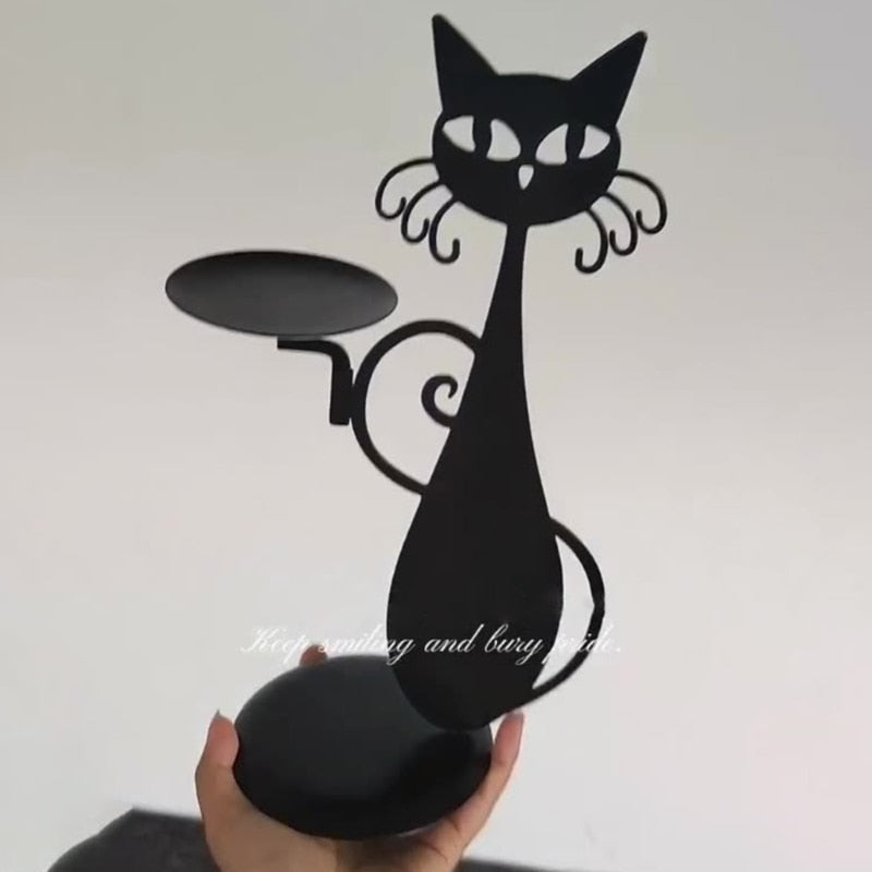 Midnight Panther - Mystic Black Cat Candle Holder