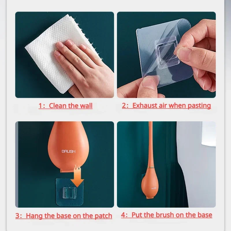SumiClean - Silicone Toilet Brush with Wall Holder