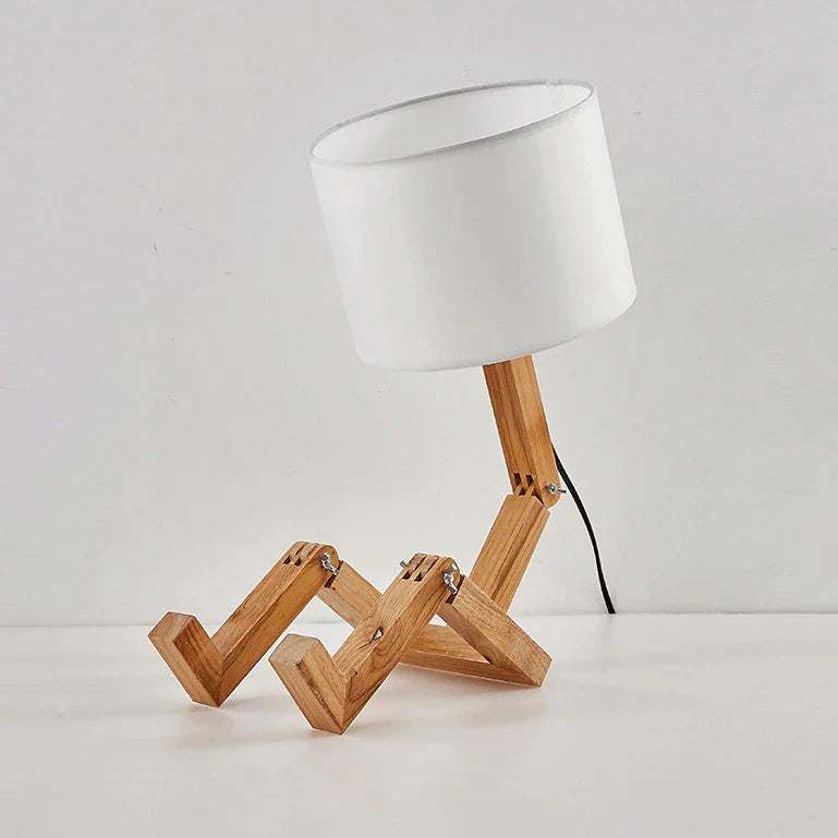 Wooden Robot Table Lamp - Playful Kids' Room Light