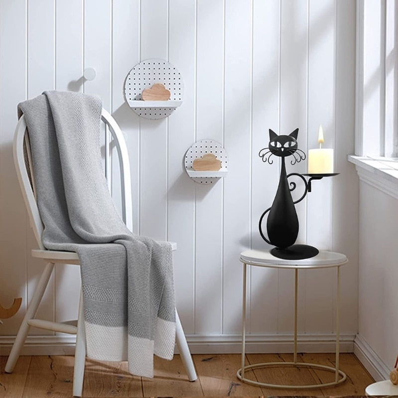 Midnight Panther - Mystic Black Cat Candle Holder