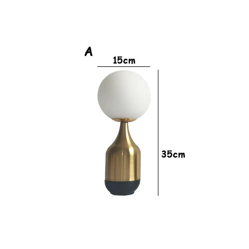 Nordic Globe Table Lamp - Brass & Glass Bedside Light