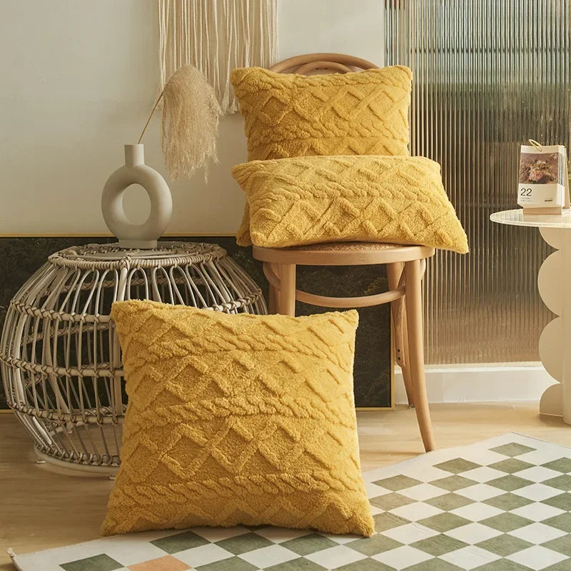 SilkAura Cushion Cover - Geometric Jacquard