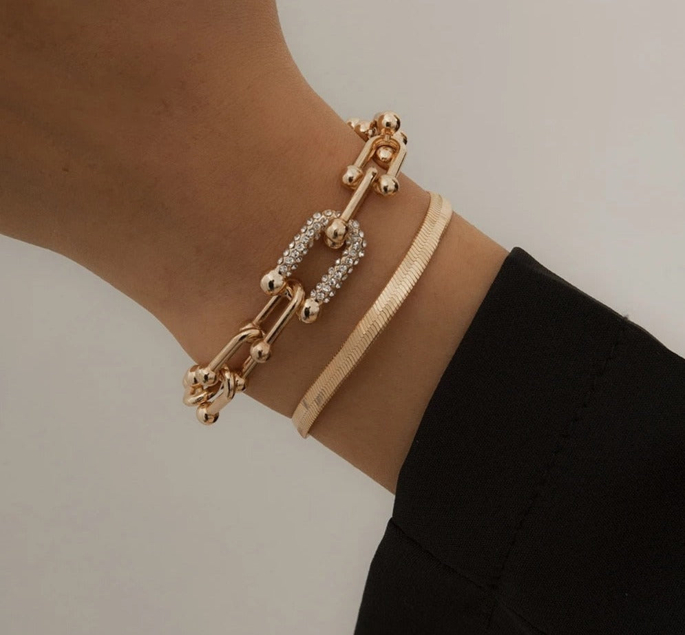 Bracelet Duo Set - Exquisite 2-Piece Gold or Silver Bracelet Set
