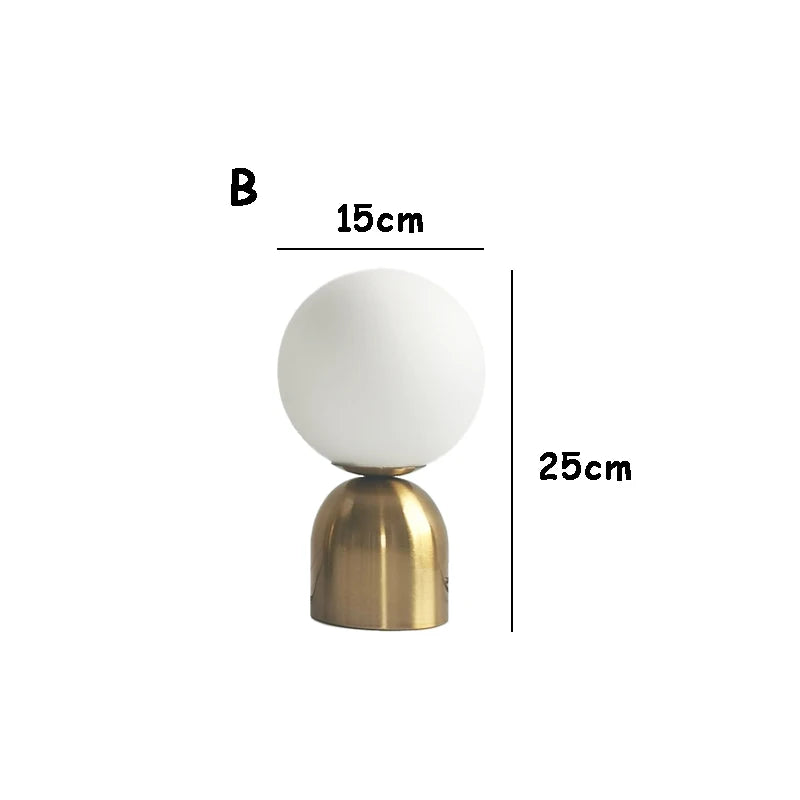 Nordic Globe Table Lamp - Brass & Glass Bedside Light