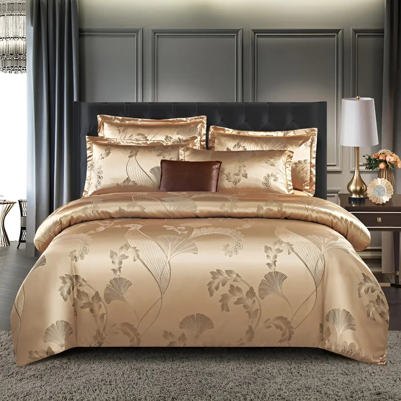 Satin Jacquard Duvet Cover - Luxe Bedroom