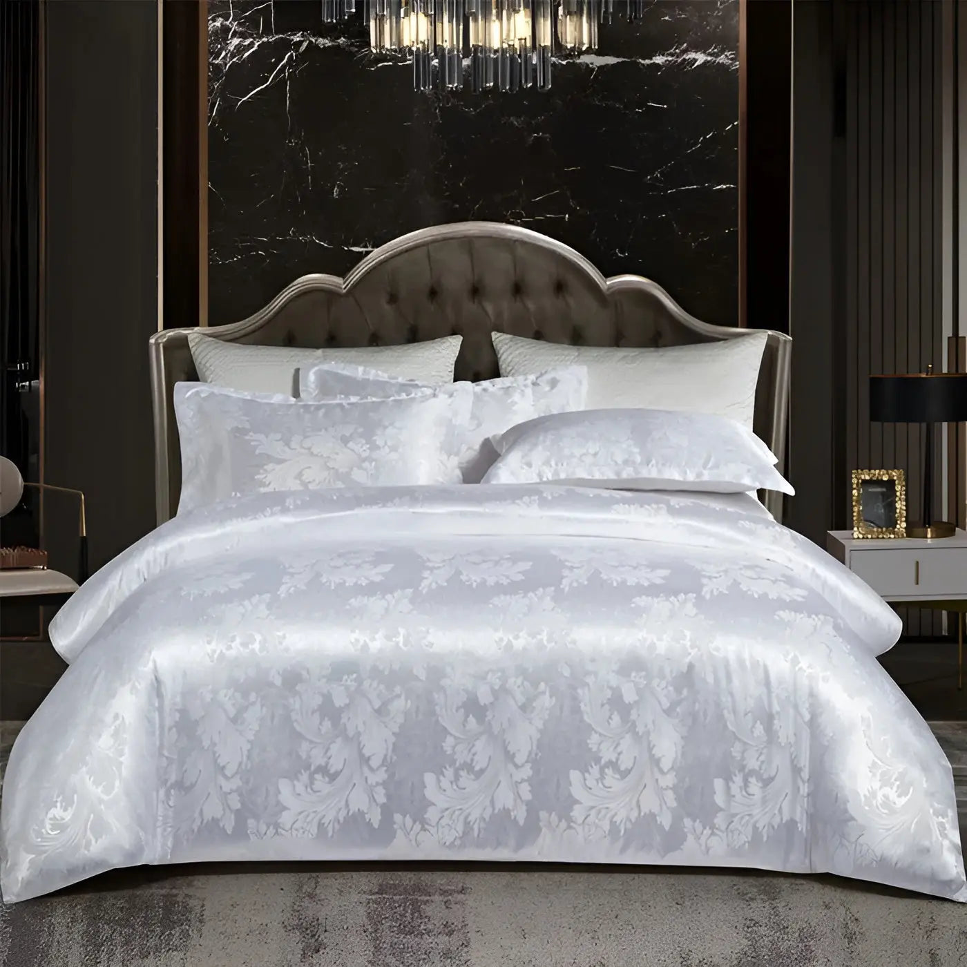 Satin Jacquard Duvet Cover - Luxe Bedroom