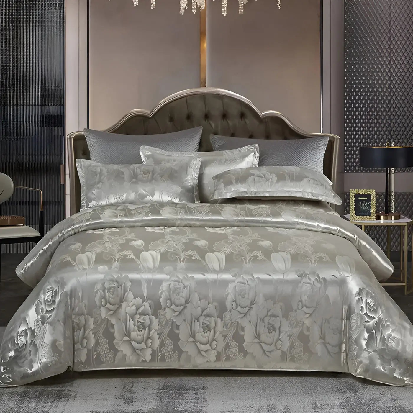 Satin Jacquard Duvet Cover - Luxe Bedroom