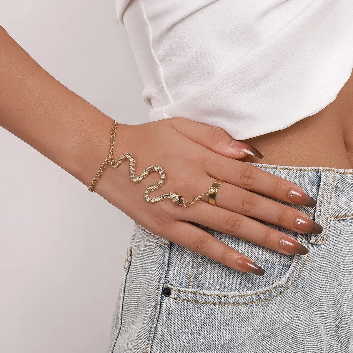 SerpentElegance - Snake Bracelet & Ring Set for Women