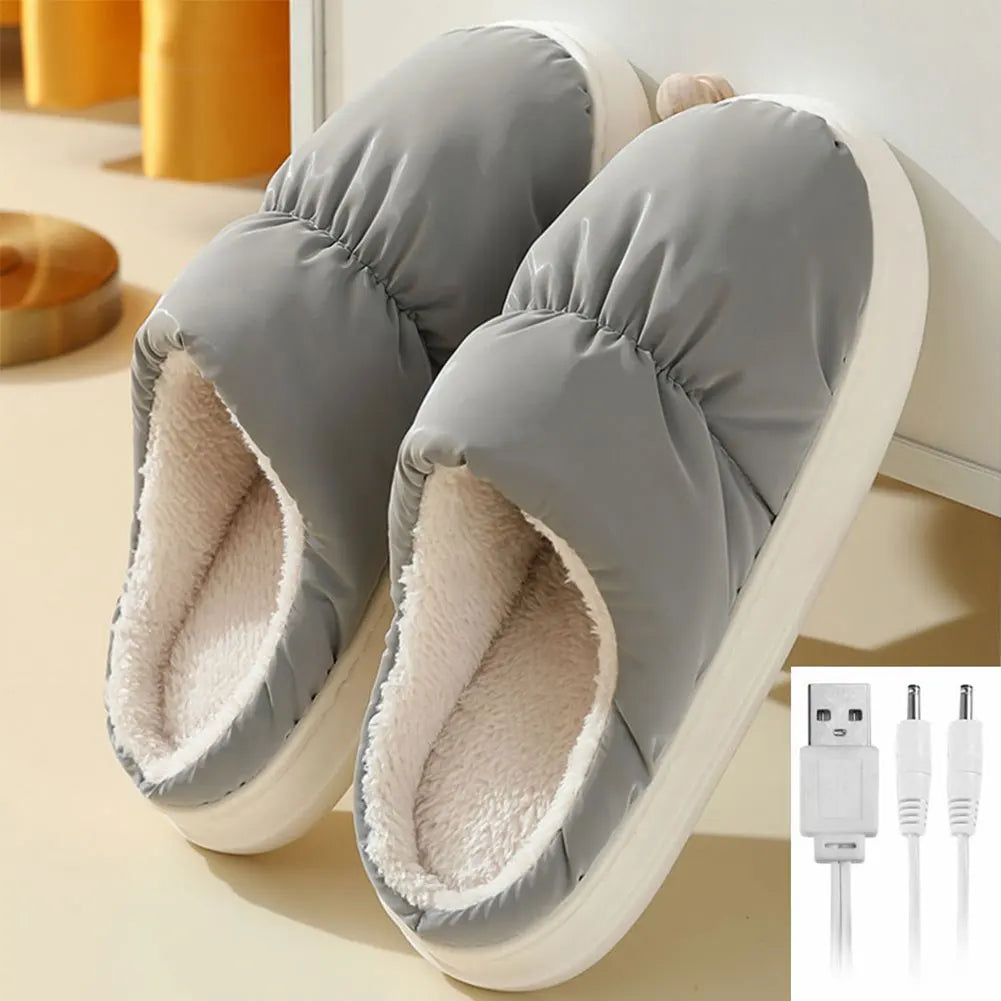 CloudCuddle Heated Plush Slippers - Winter Comfort