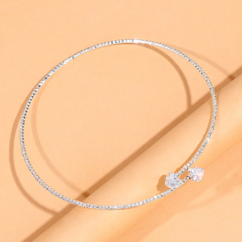 Sparkling Choker Necklace with Radiant Zirconia Stones