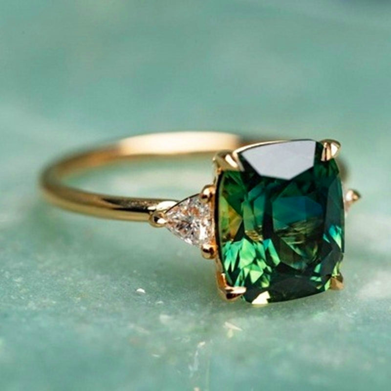 Elise - Green Emerald Statement Ring for Women