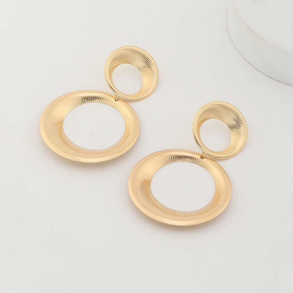 Golden Circle Earrings - Bold 3D Double Hoop Statement Earrings