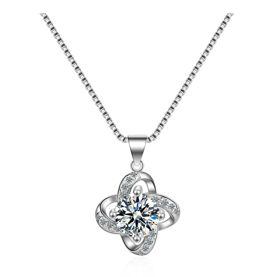 Love Knot Necklace and Earrings Set - Sterling Silver Jewelry Gift Set