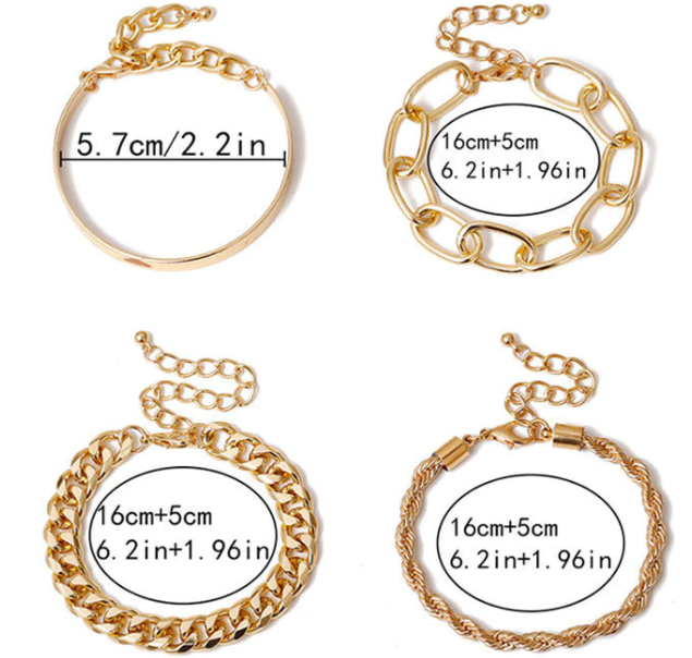 Arm Candy - 4-Piece Stainless Steel Bracelet Set for Women