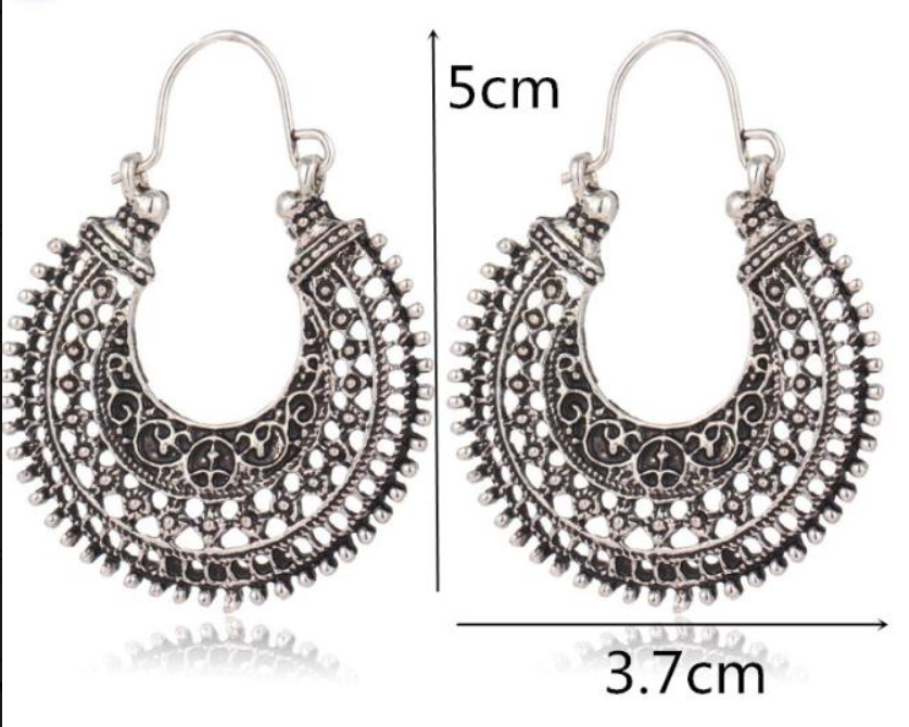 Tibetan Filigree Earrings - Ornate Sterling Silver Statement Pair
