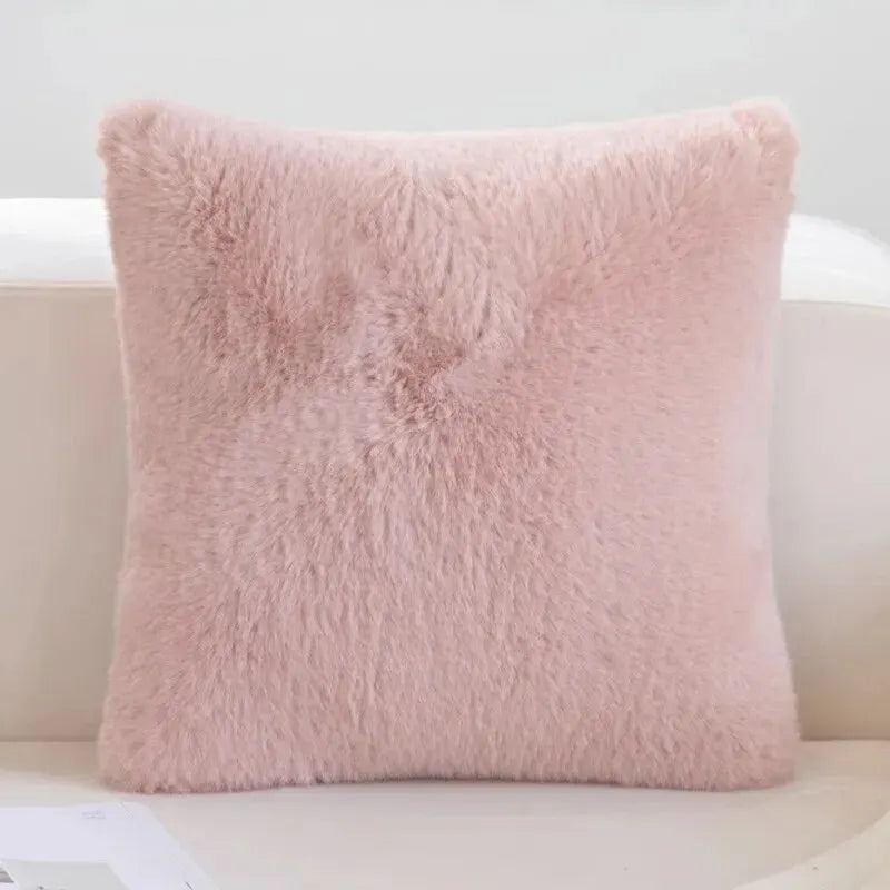 Faux Rabbit Fur Cushion Cover - Plush Luxe Accent