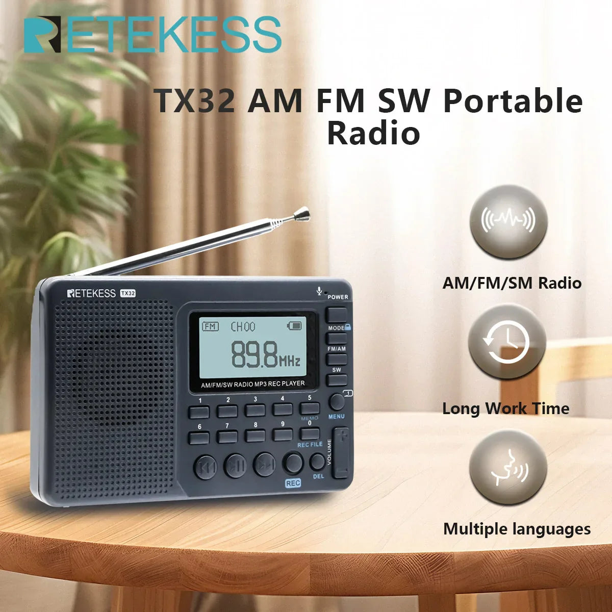 EchoWave Portable Retro Radio