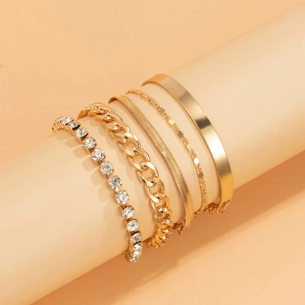 SnakeEdge Metal Bracelet Set – 5 Pieces