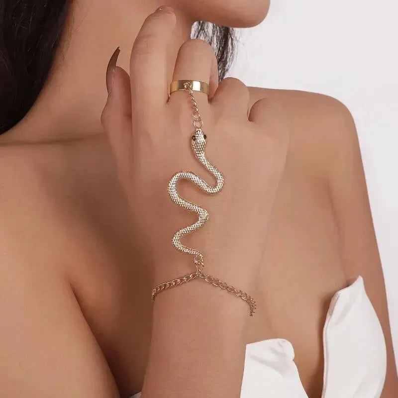 SerpentElegance - Snake Bracelet & Ring Set for Women