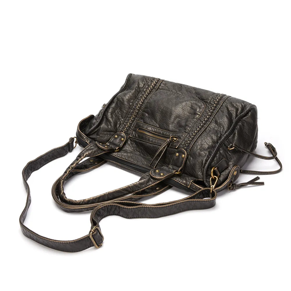 NoirClass - Black Leather Handbag for Women