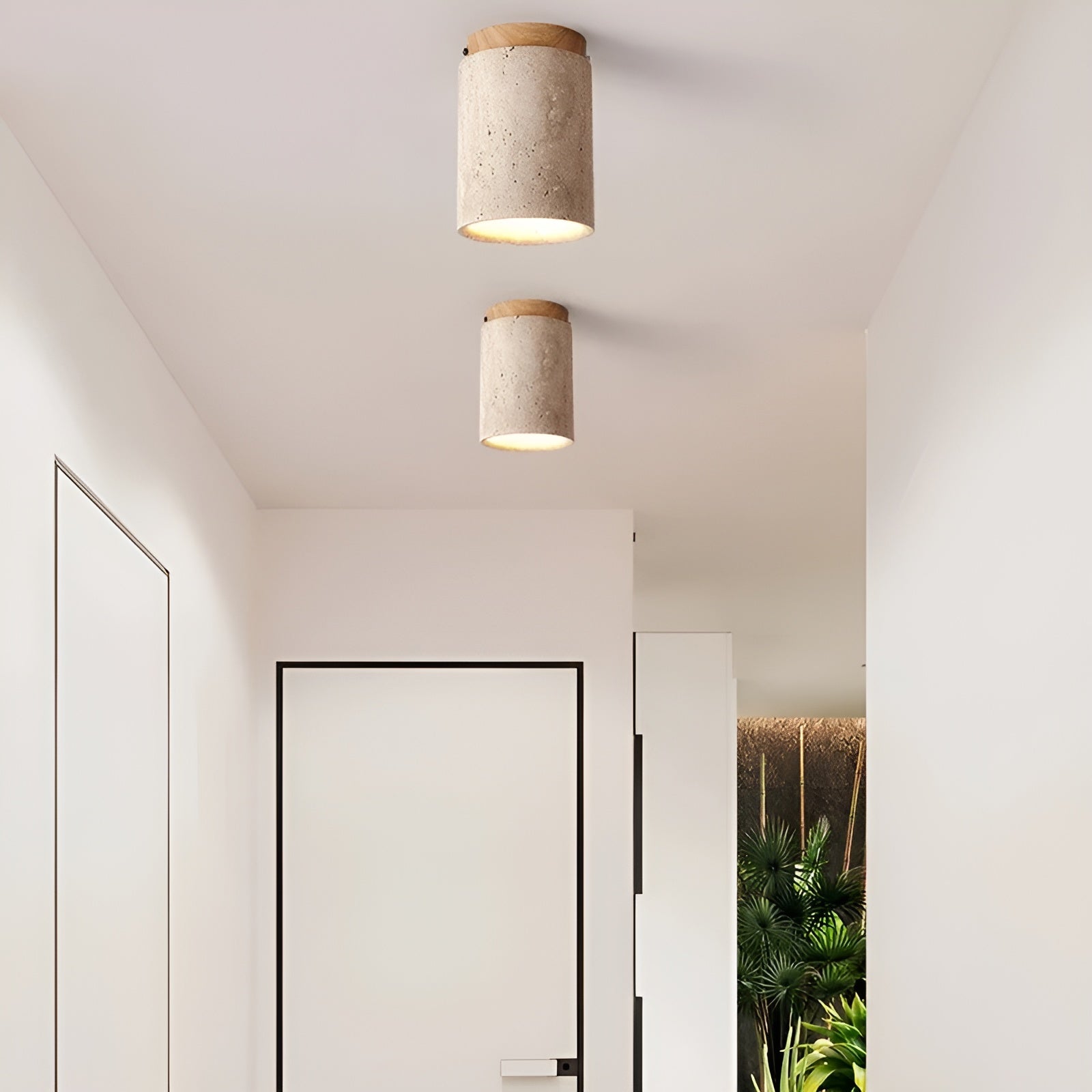 ZenElegance Travertine Ceiling Lamp - Travertine Ceiling