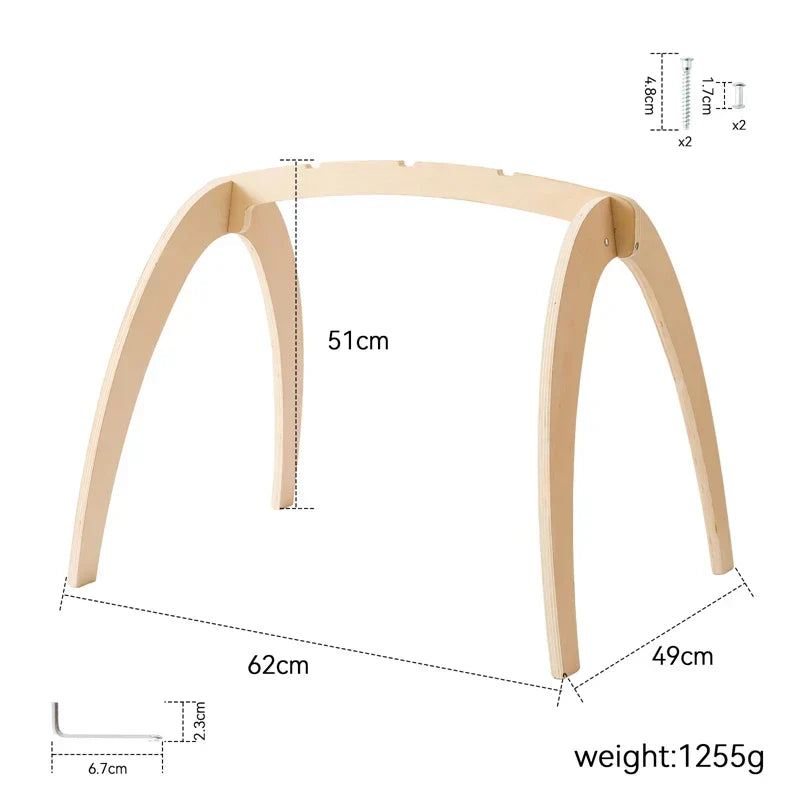 Montessori RattleFrame - Wooden Baby Play Gym with Hanging Toys