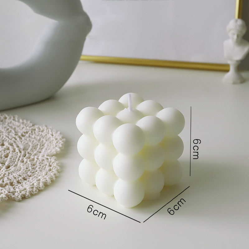 BubbleGlow Candle - Modern Soy Wax Cube Candle for Cozy Home Decor