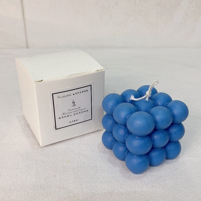 BubbleGlow Candle - Modern Soy Wax Cube Candle for Cozy Home Decor