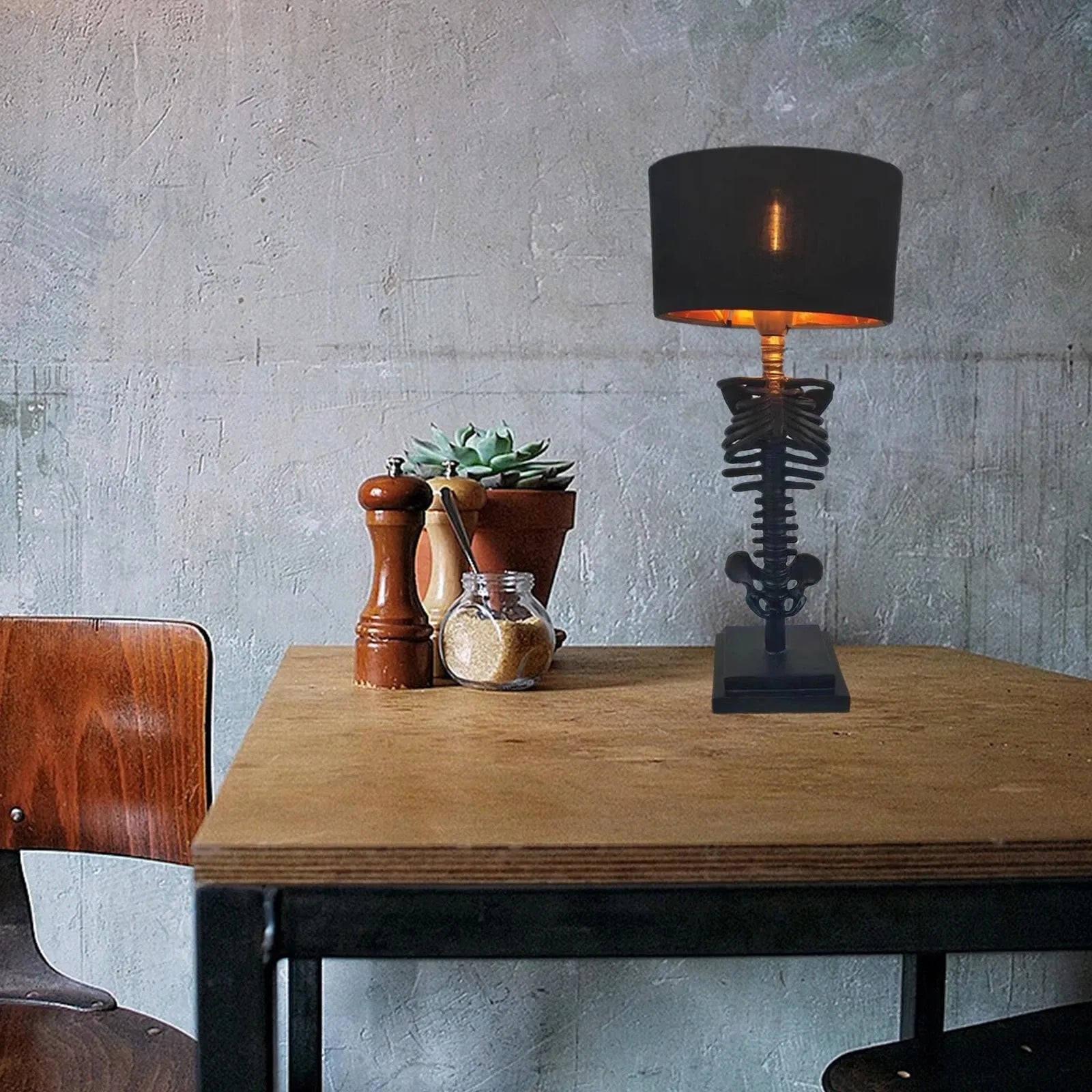 Gothic Skeleton Table Lamp - Handmade Decor Light