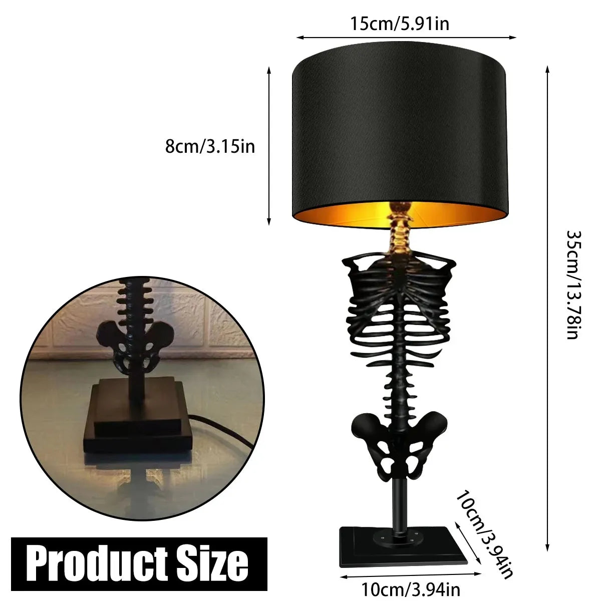 Gothic Skeleton Table Lamp - Handmade Decor Light
