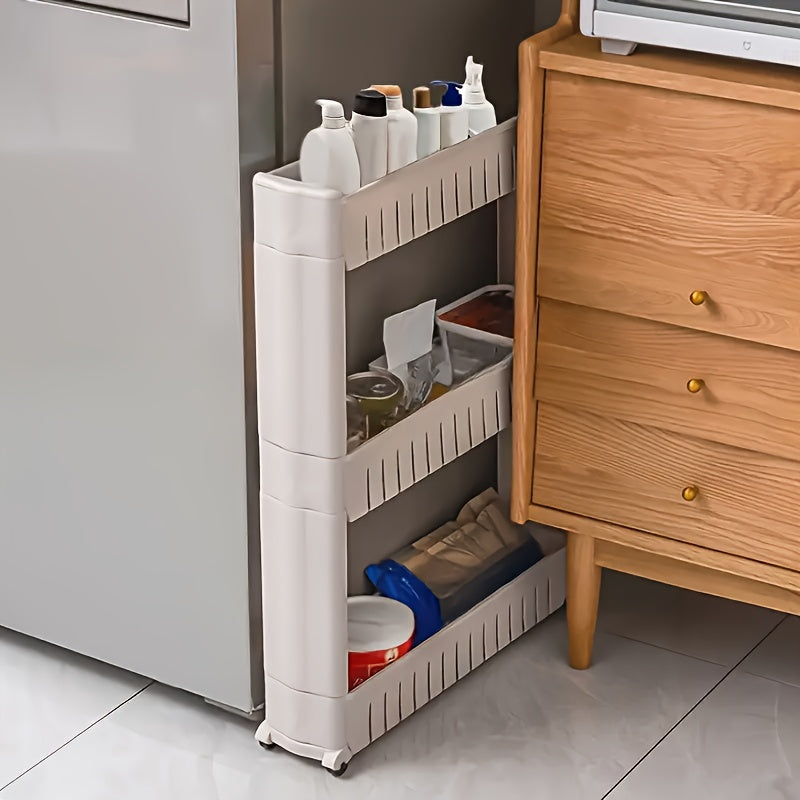 SlimGlide | Plastic Storage Organizer with Wheels for Easy Mobility | Space-Saving Cart for Tight Spaces 3
