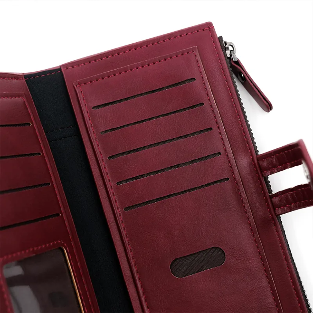 ElegantLeather - Long Leather Wallet for Women