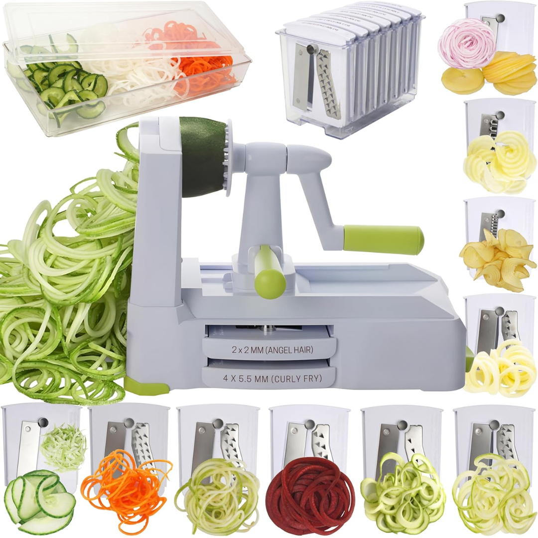 SpiralSlice | 5-Piece Vegetable Cutter with Interchangeable Blades | Durable Tool for Effortless Meal Prep 9