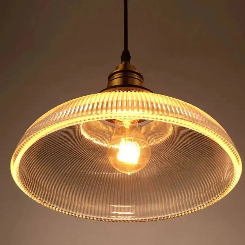 StripeGleam Vintage Glass Pendant - Retro Glass Hanging